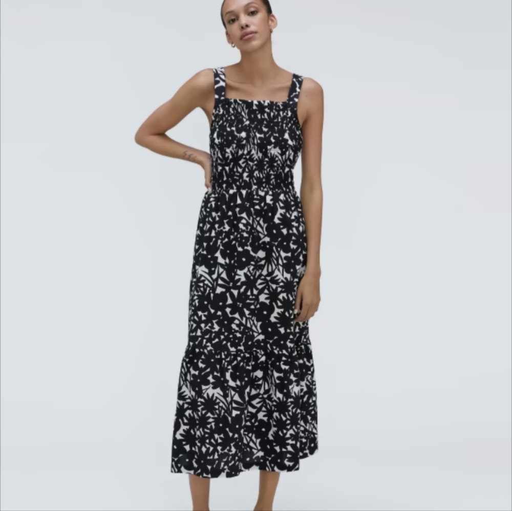 Everlane Black & White Abstract Smock Dress